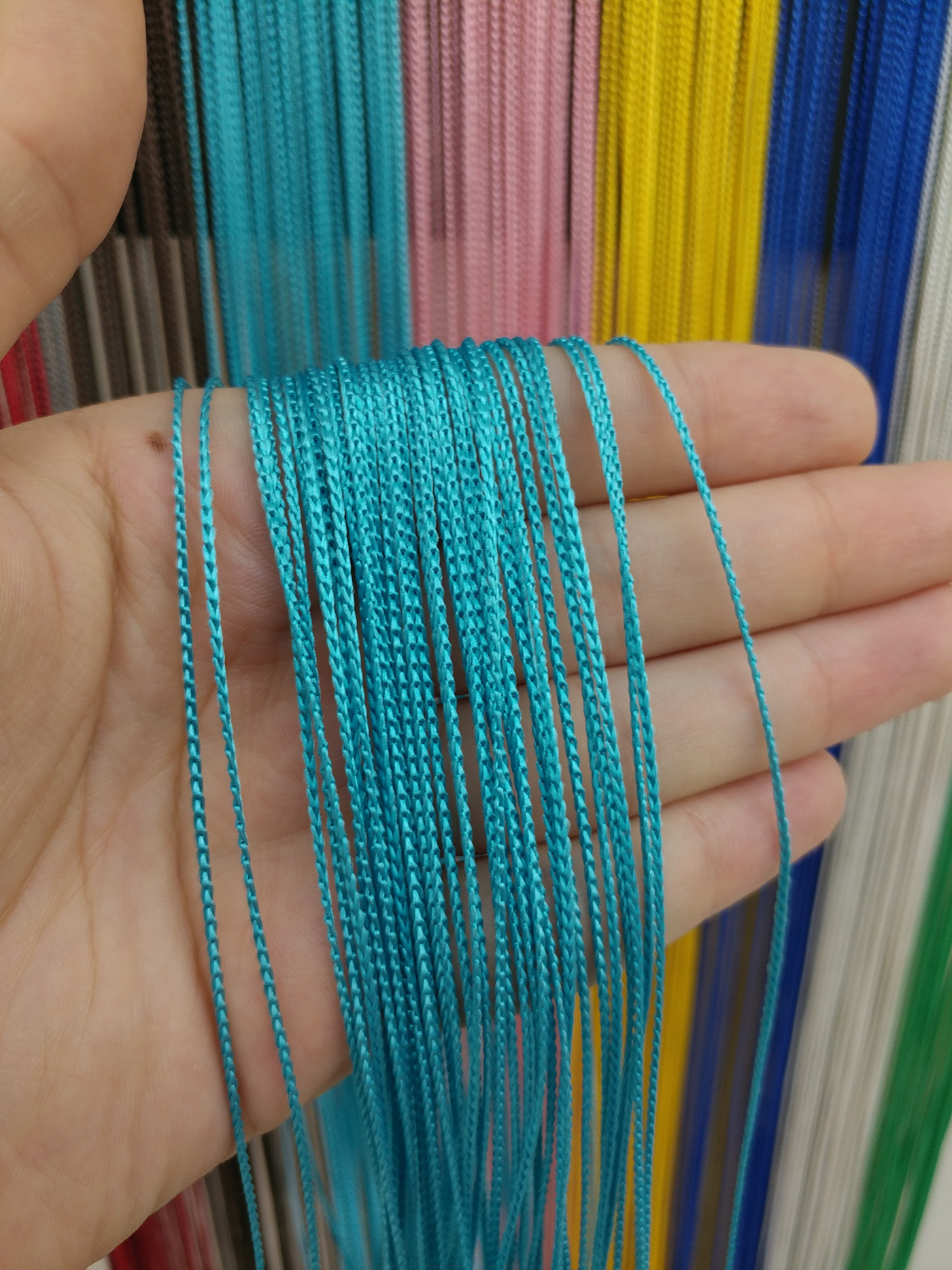 Açık Mavi Rengi İp Perde İnce Zincir Serisi- Mavi