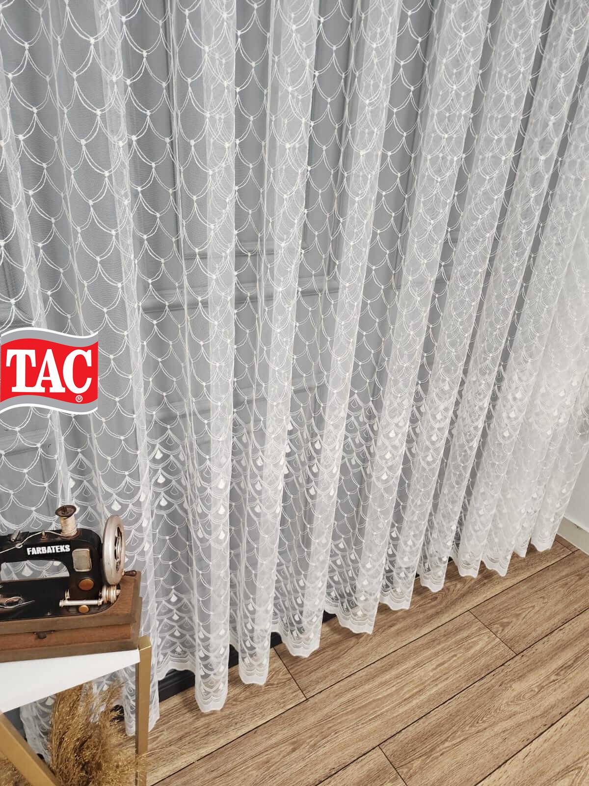 Taç Brode İşlemeli Yeni Didim Model İşlemeli Nakışlı Tül Perde