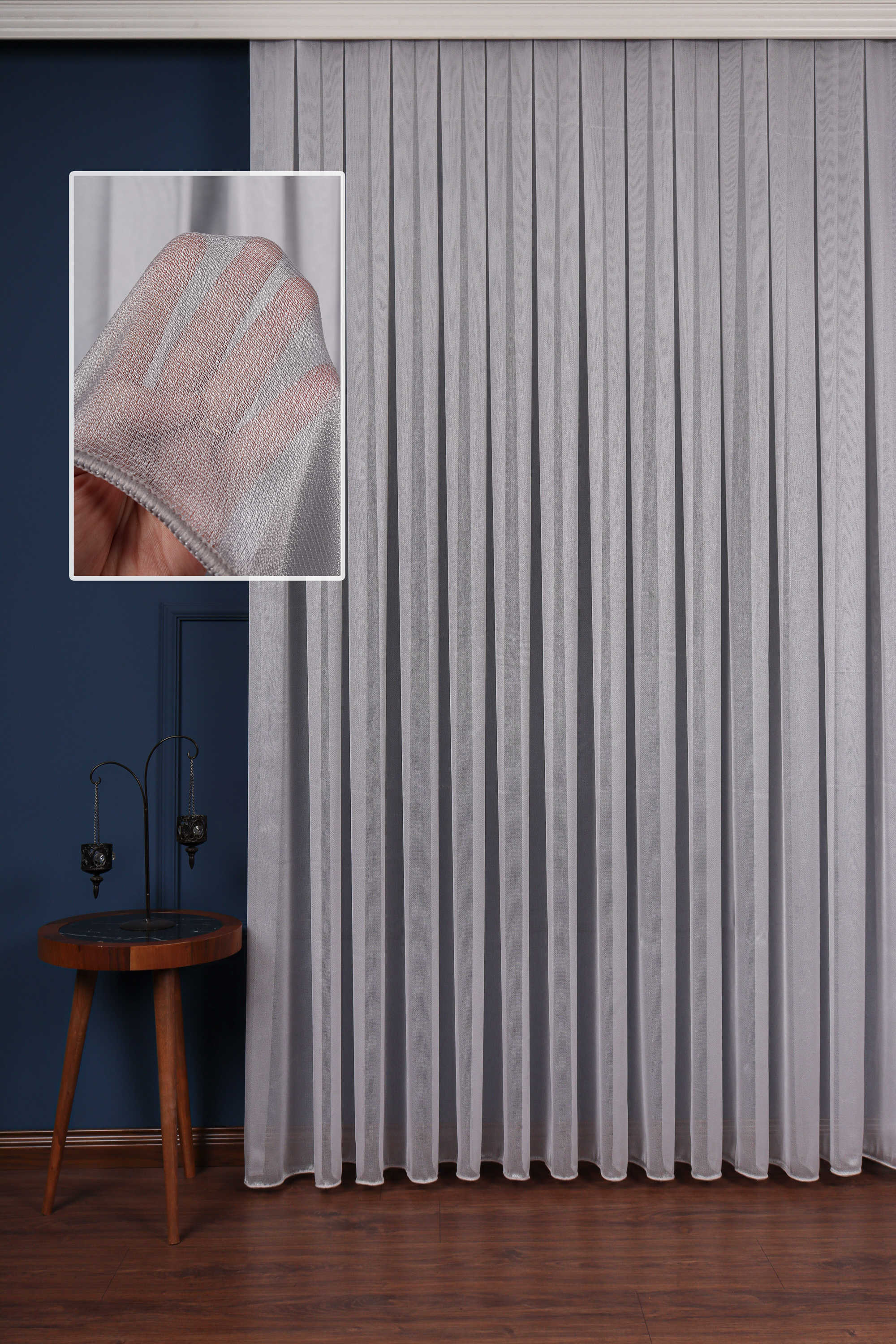 Gri Düz Tül Perde Ütü Istemez