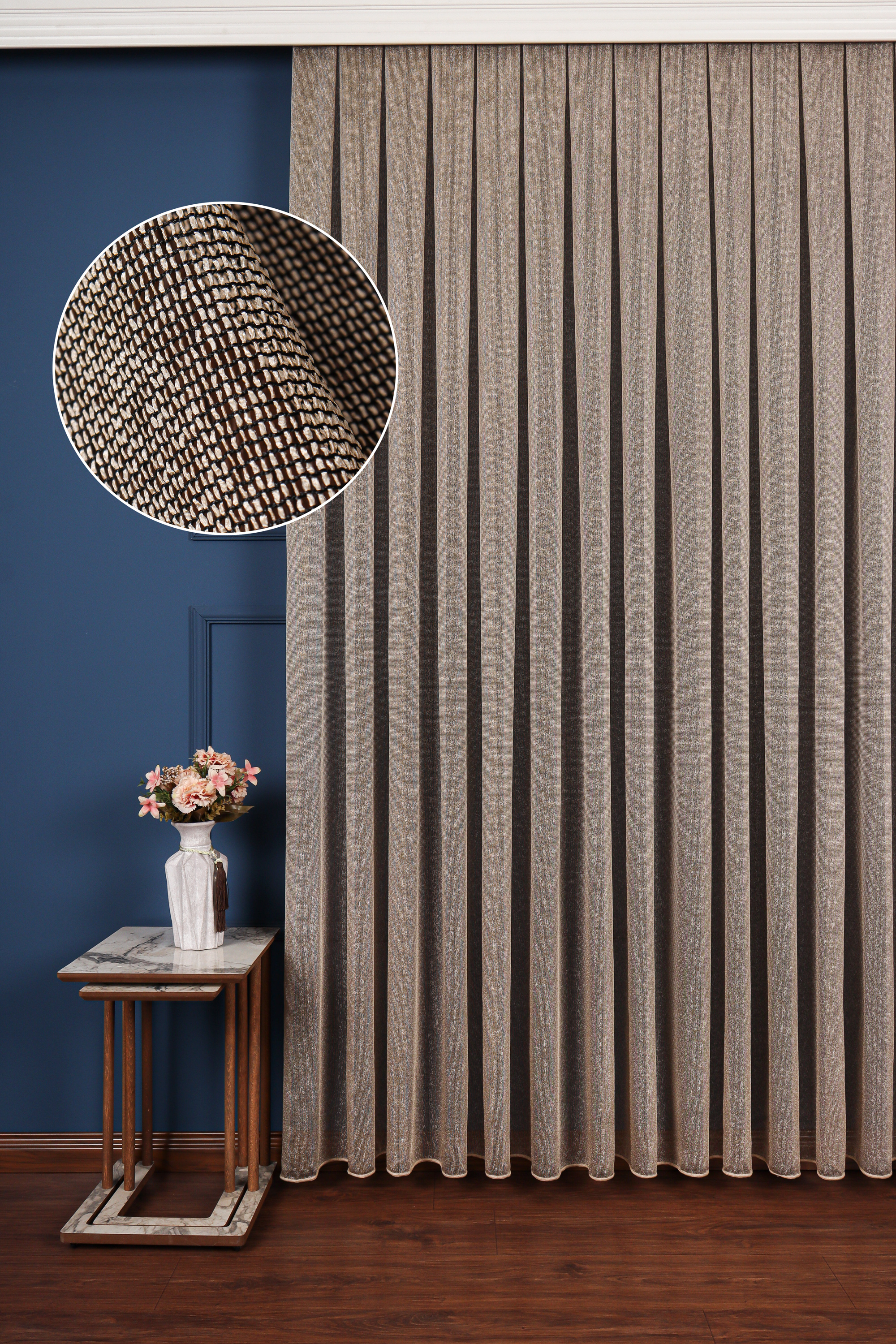 Salon Tül Modelleri - Bruno Siyah-altın Düz Tül Perde