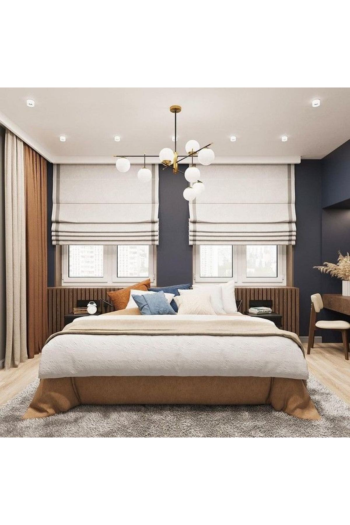 Katlamalı Perde Açık Gri Fon Kumaş Üzerine Koyu Gri Biyeli