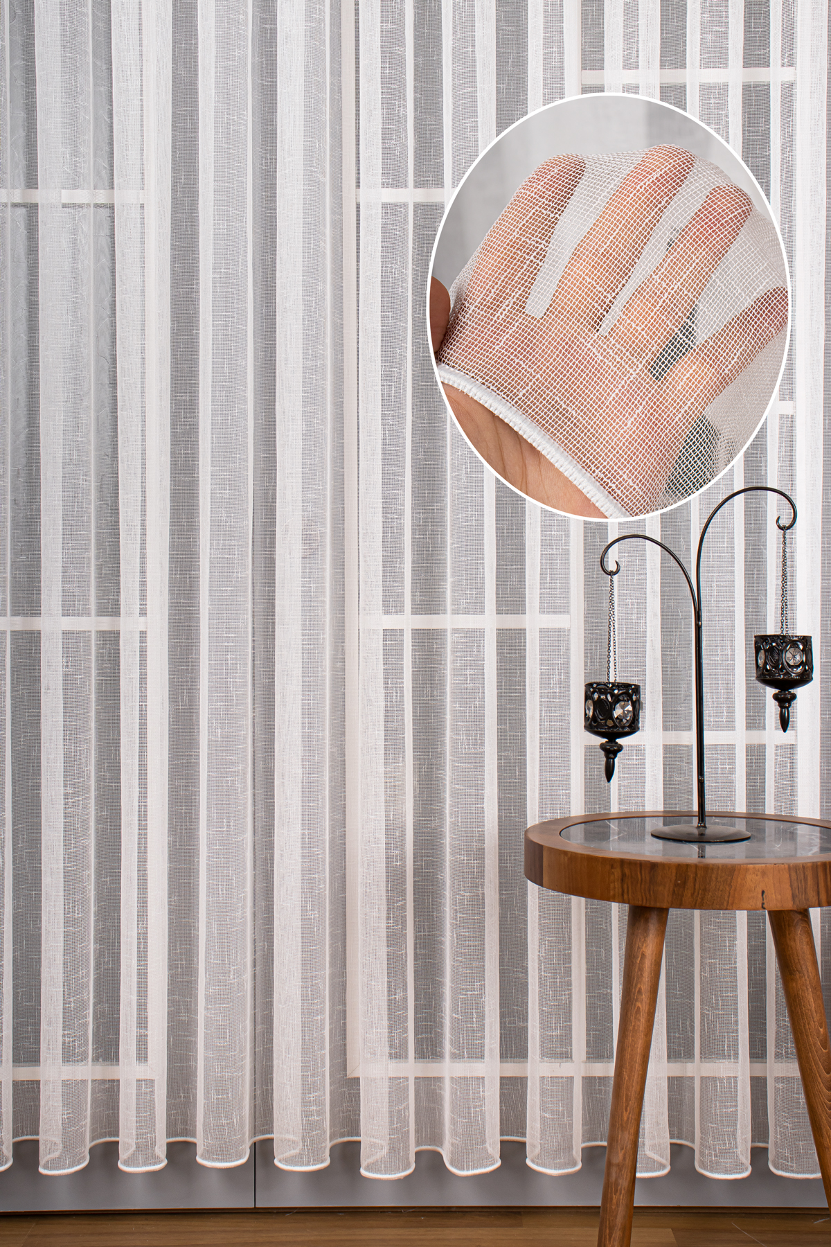 Keten Düz Tül Perde Ekru Renk Kırık Beyaz- Ekru - Kurşunlu Tül