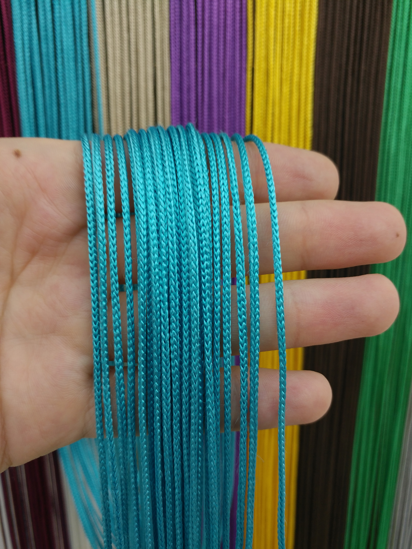 Mutfak İp Perde - Mavi Rengi İp Perde Kalın Zincir Serisi- Mavi