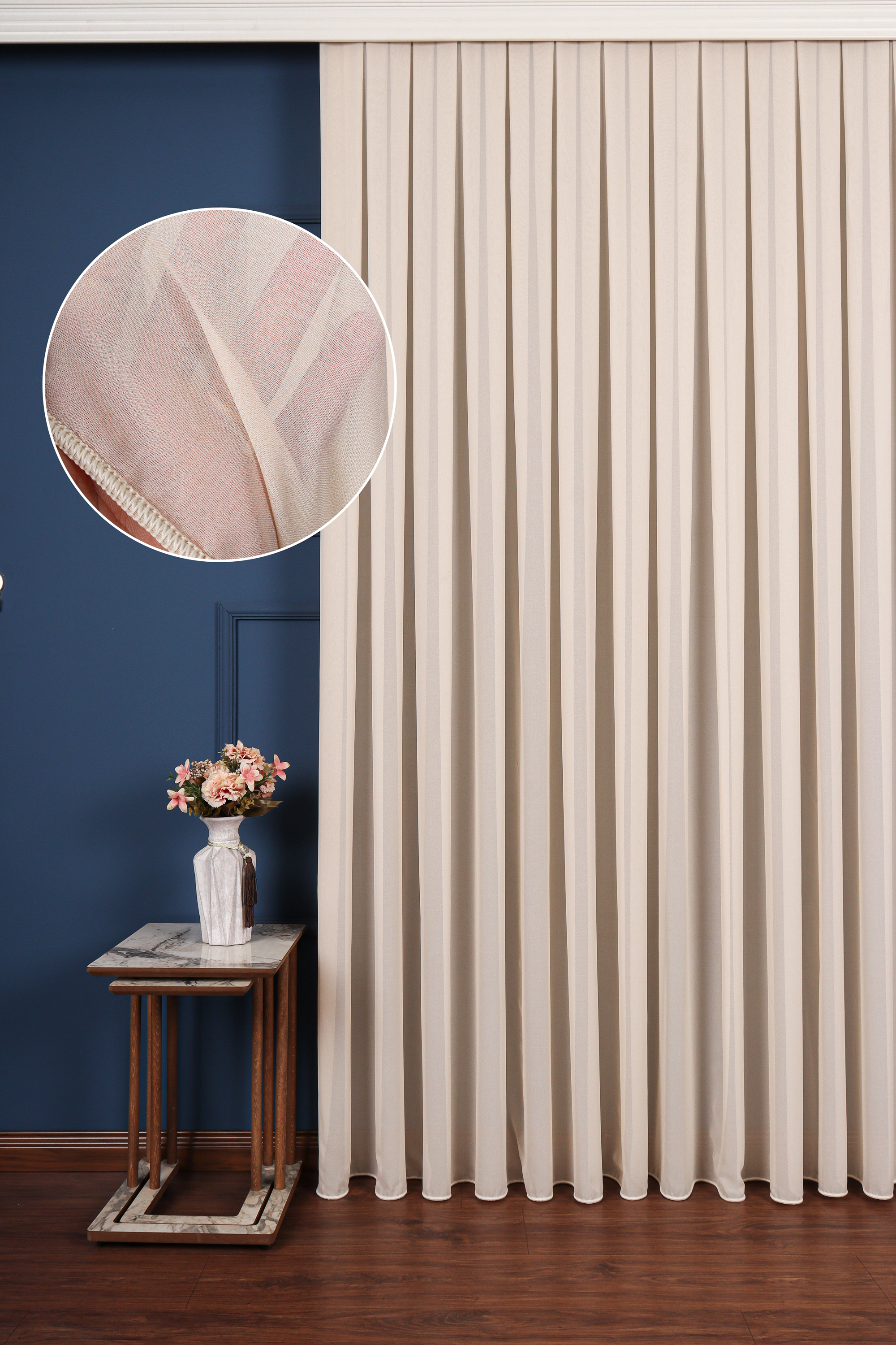 Krep Altın Düz Tül Perde