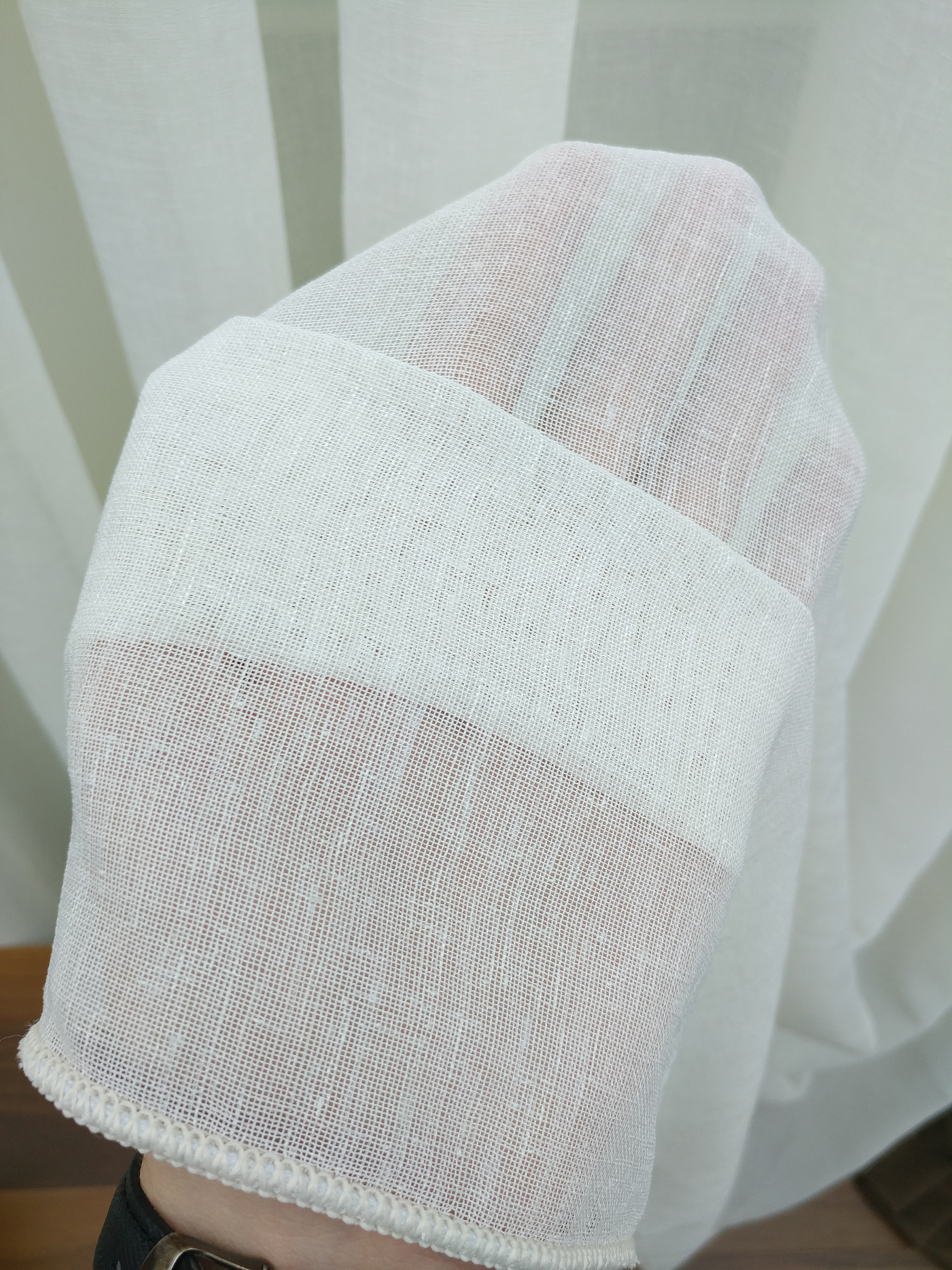 Krem - Keten Tül Perde- Krem Açık - Kurşunlu Tül